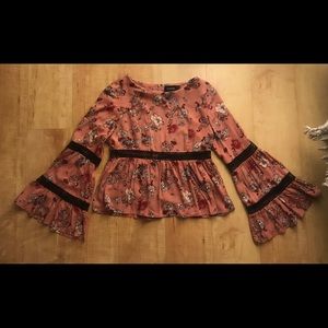 MINKPINK Floral Boho Bell Sleeve Top